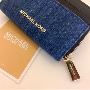 mk denim wallet